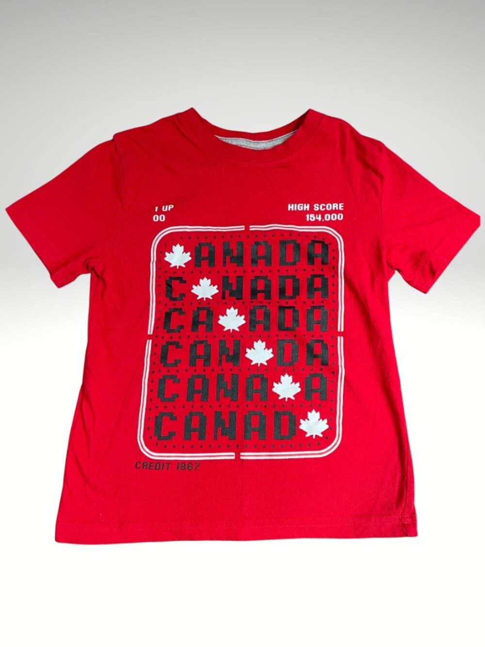George Canada Day Retro Arcade Gamer Pixel Maple Leaf Tee Kids 4-5 (SKU: 60B)